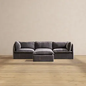 Slipcover Only - Modular Performance 3-Seater   Ottoman | Luxury Velvet in Cinder