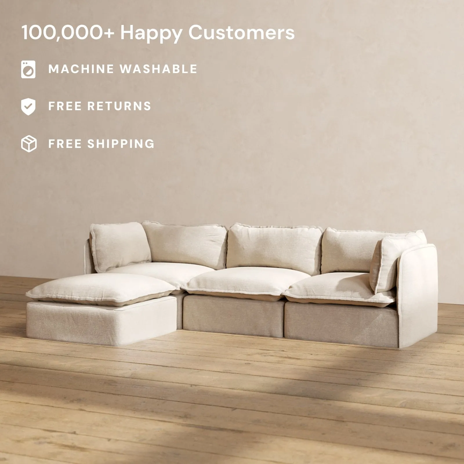 Slipcover Only - Modular Performance 3-Seater Sectional | Blended Weave in Oat