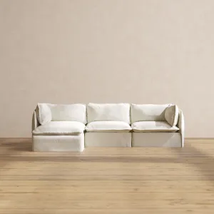 Slipcover Only - Modular Performance 3-Seater Sectional | Plush Weave in Eggshell