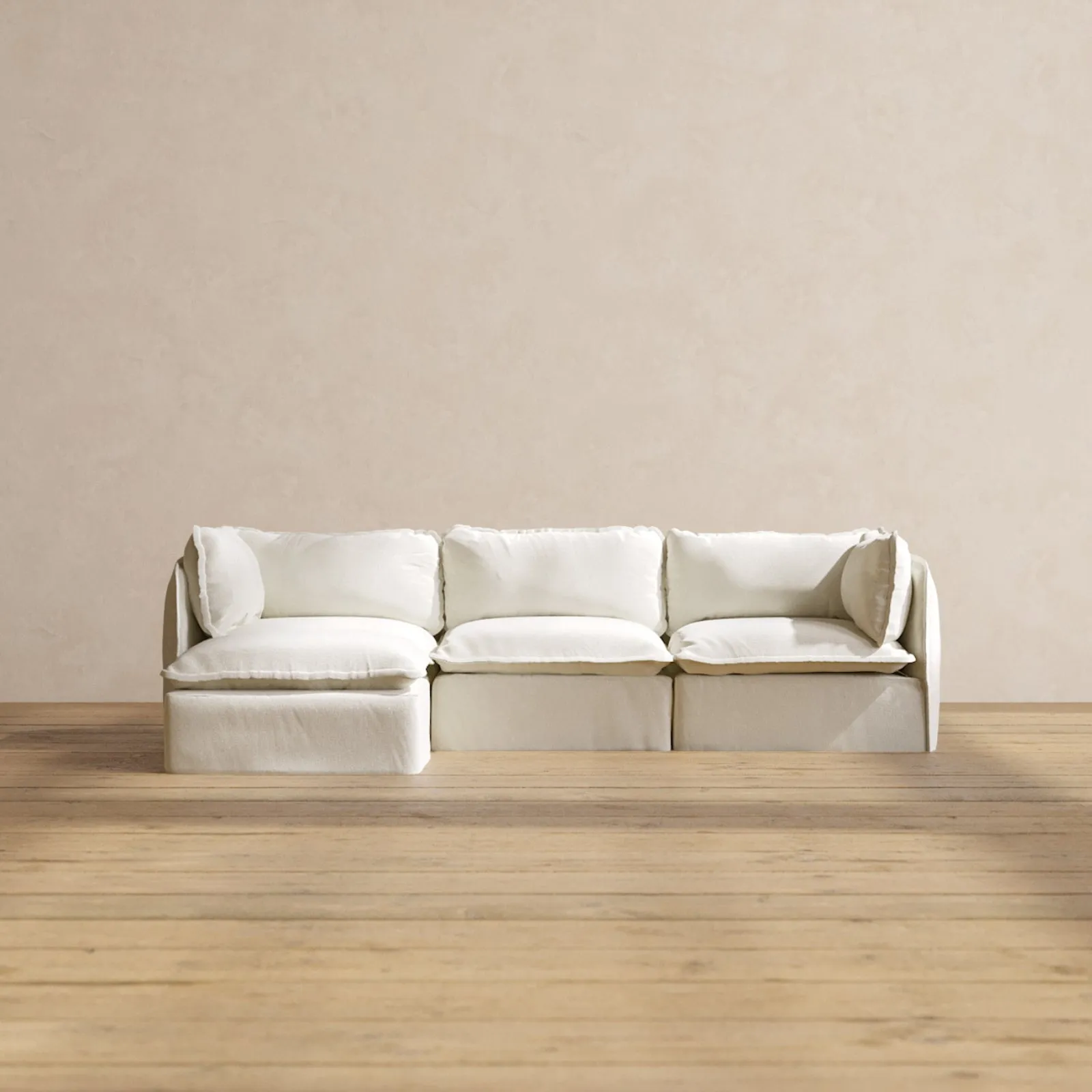 Slipcover Only - Modular Performance 3-Seater Sectional | Plush Weave in Eggshell