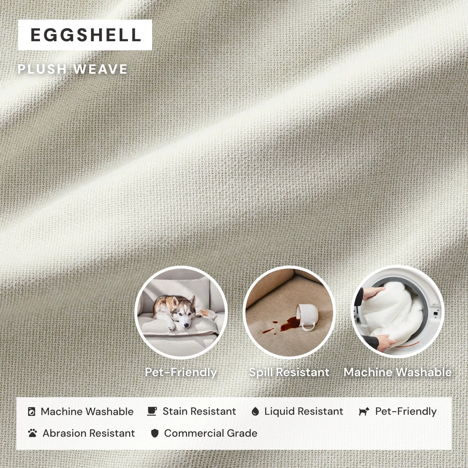 Slipcover Only - Modular Performance 3-Seater Sectional | Plush Weave in Eggshell