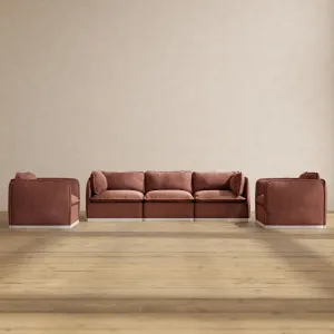 Slipcover Only - Modular Performance 3-Seater Sofa   Armchair Set | Heirloom Velvet in Chestnut