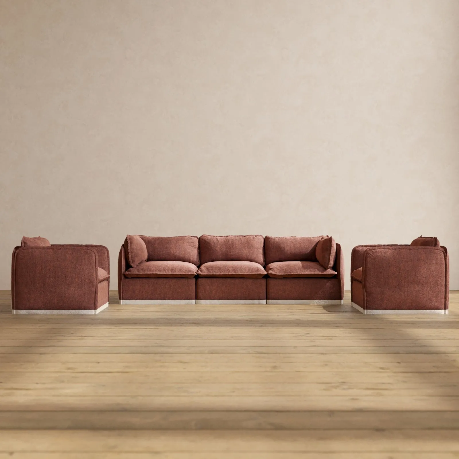 Slipcover Only - Modular Performance 3-Seater Sofa   Armchair Set | Heirloom Velvet in Chestnut