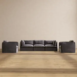 Slipcover Only - Modular Performance 3-Seater Sofa   Armchair Set | Luxury Velvet in Cinder