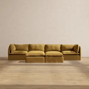 Slipcover Only - Modular Performance 4-Seater   Bench Ottoman | Luxury Velvet in Toffee