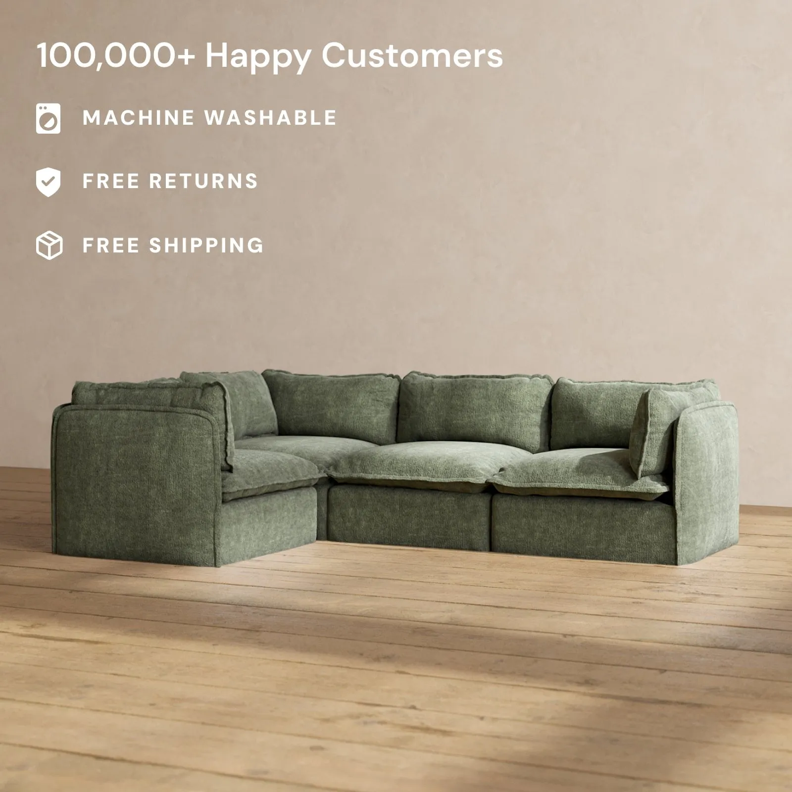 Slipcover Only - Modular Performance 4-Seater Corner Sectional | Heirloom Velvet in Willow