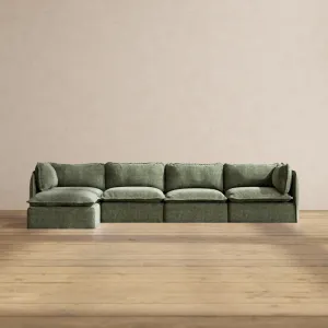 Slipcover Only - Modular Performance 4-Seater Sectional | Heirloom Velvet in Willow