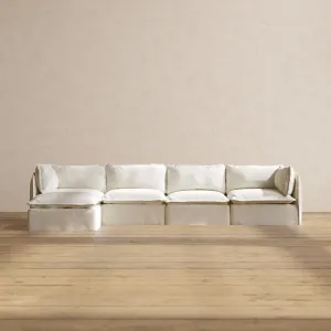 Slipcover Only - Modular Performance 4-Seater Sectional | Plush Weave in Eggshell