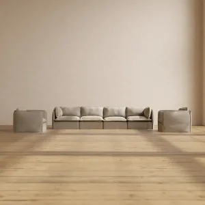 Slipcover Only - Modular Performance 4-Seater Sofa   Armchair Set | Luxury Velvet in Dune