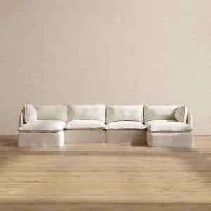 Slipcover Only - Modular Performance 4-Seater U-Sectional | Blended Weave in Flour