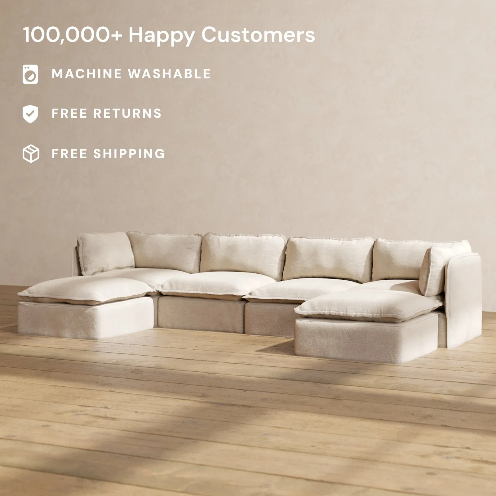 Slipcover Only - Modular Performance 4-Seater U-Sectional | Blended Weave in Oat