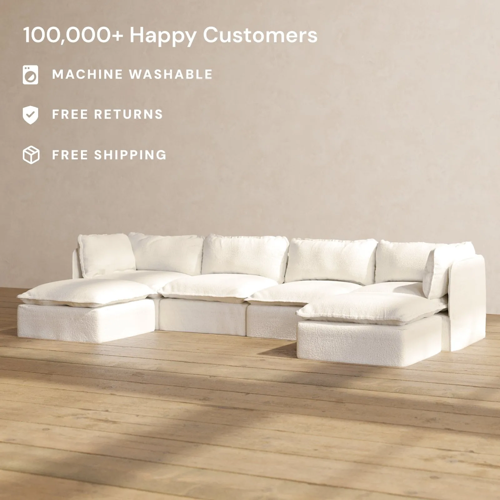 Slipcover Only - Modular Performance 4-Seater U-Sectional | Knit Boucle in Mousse