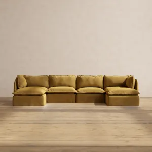 Slipcover Only - Modular Performance 4-Seater U-Sectional | Luxury Velvet in Toffee