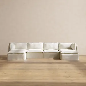 Slipcover Only - Modular Performance 4-Seater U-Sectional | Plush Weave in Eggshell