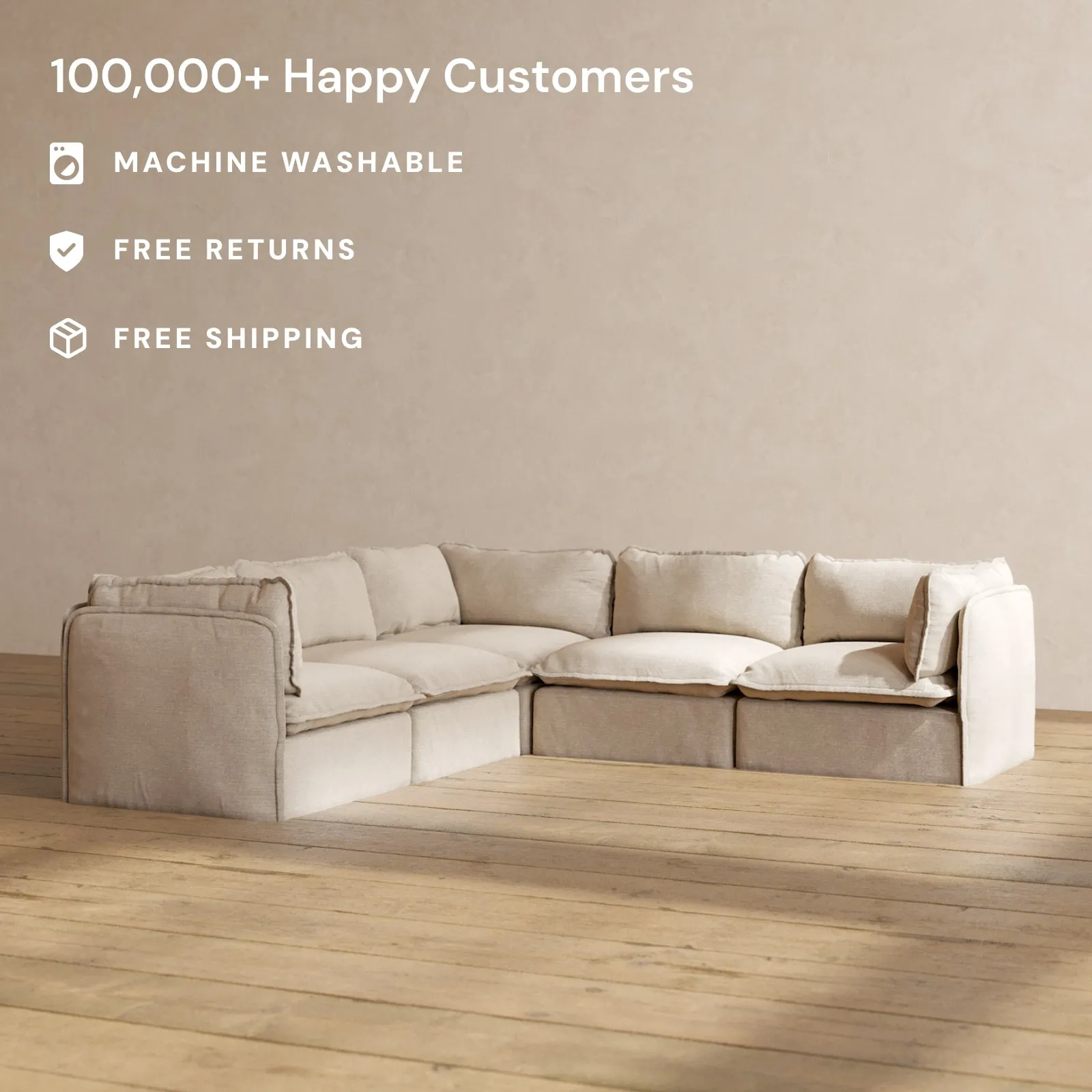 Slipcover Only - Modular Performance 5-Seater Corner Sectional | Blended Weave in Oat