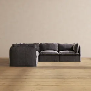 Slipcover Only - Modular Performance 5-Seater Corner Sectional | Luxury Velvet in Cinder