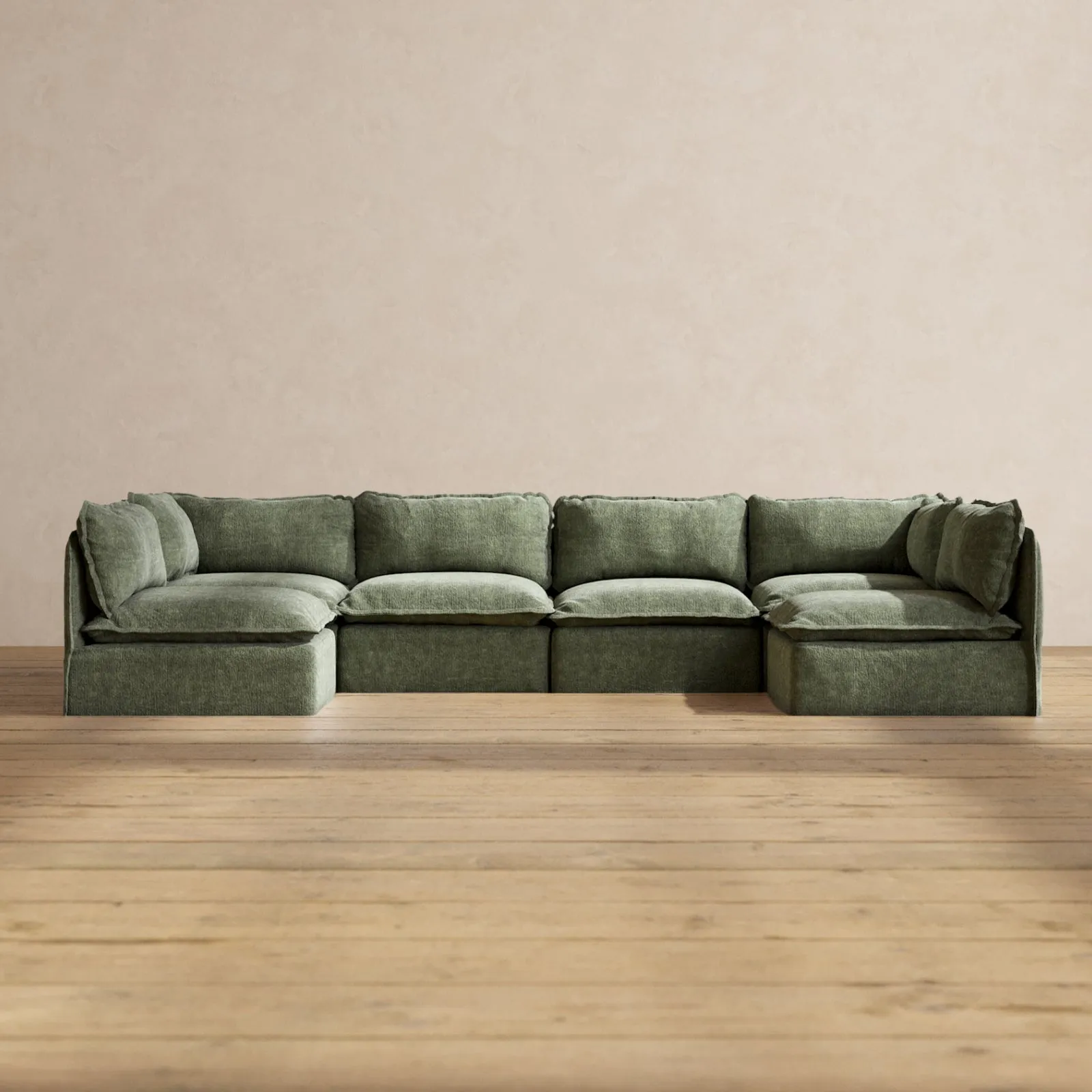 Slipcover Only - Modular Performance 6-Seater Open-Ends U-Sectional | Heirloom Velvet in Willow
