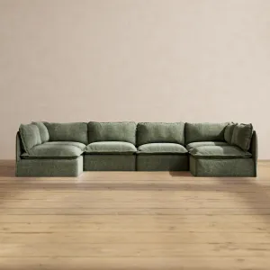 Slipcover Only - Modular Performance 6-Seater Open-Ends U-Sectional | Heirloom Velvet in Willow