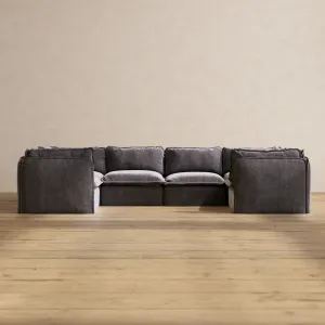Slipcover Only - Modular Performance 6-Seater U-Sectional | Luxury Velvet in Cinder