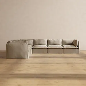 Slipcover Only - Modular Performance 7-Seater Corner Sectional | Luxury Velvet in Dune