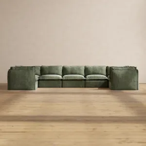 Slipcover Only - Modular Performance 7-Seater U-Sectional | Heirloom Velvet in Willow