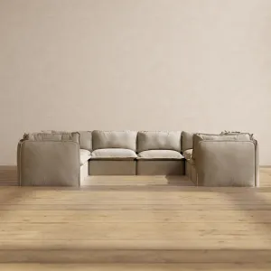 Slipcover Only - Modular Performance 8-Seater U-Sectional | Luxury Velvet in Dune