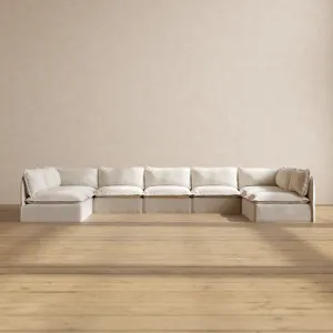 Slipcover Only - Modular Performance 9-Seater Open-Ends U-Sectional | Blended Weave in Flour