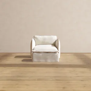 Slipcover Only - Modular Performance Armchair & Ottoman | Blended Weave in Flour