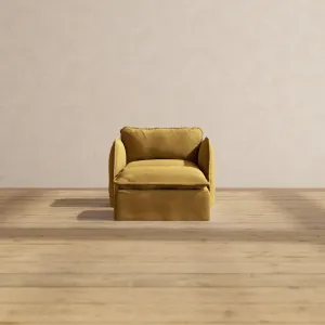 Slipcover Only - Modular Performance Armchair & Ottoman | Luxury Velvet in Toffee