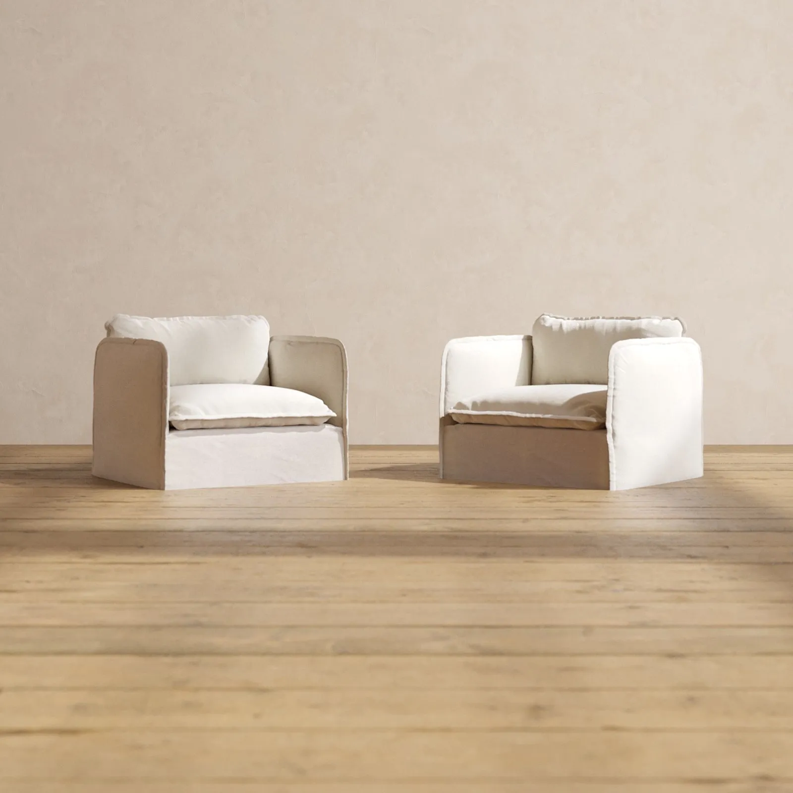 Slipcover Only - Modular Performance Armchair Set | Blended Weave in Flour