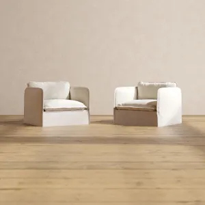 Slipcover Only - Modular Performance Armchair Set | Blended Weave in Flour