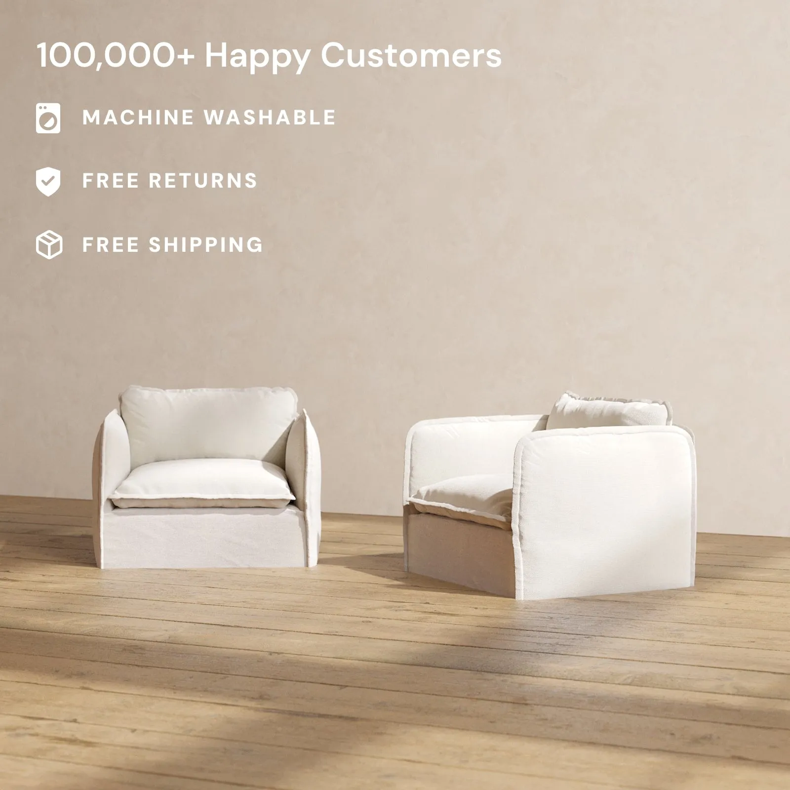 Slipcover Only - Modular Performance Armchair Set | Blended Weave in Flour