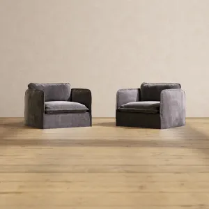 Slipcover Only - Modular Performance Armchair Set | Luxury Velvet in Cinder