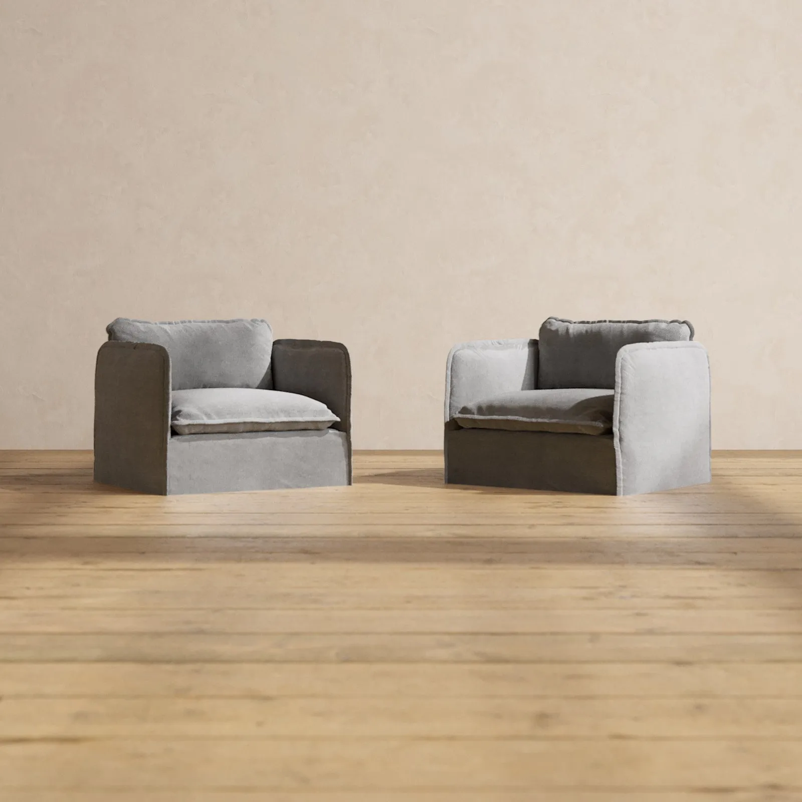 Slipcover Only - Modular Performance Armchair Set | Plush Weave in Ash