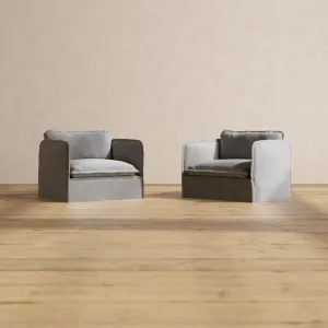Slipcover Only - Modular Performance Armchair Set | Plush Weave in Ash