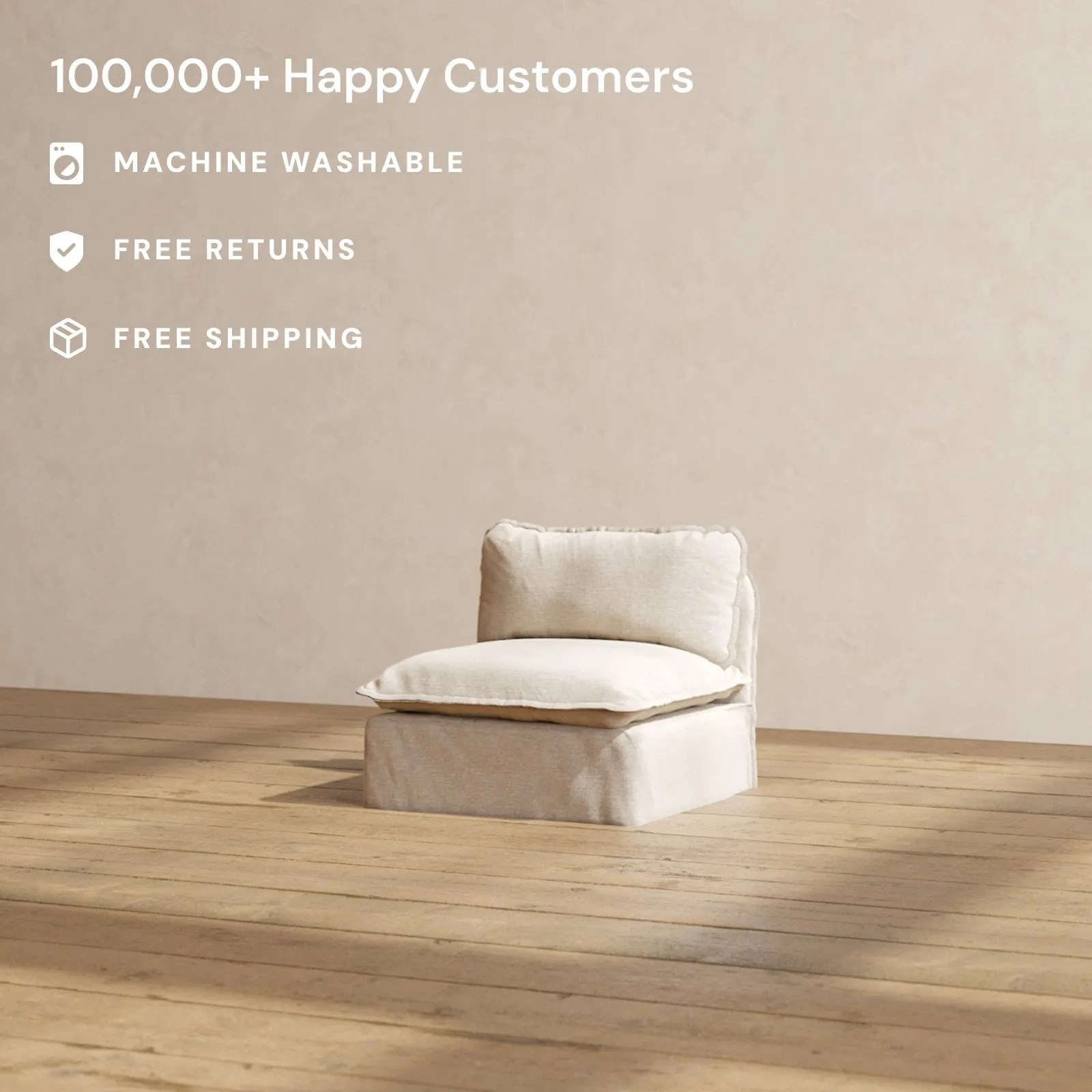 Slipcover Only - Modular Performance Armless Chair | Blended Weave in Oat