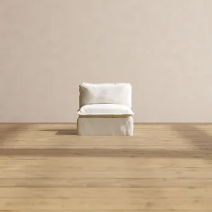 Slipcover Only - Modular Performance Armless Chair | Plush Weave in Eggshell