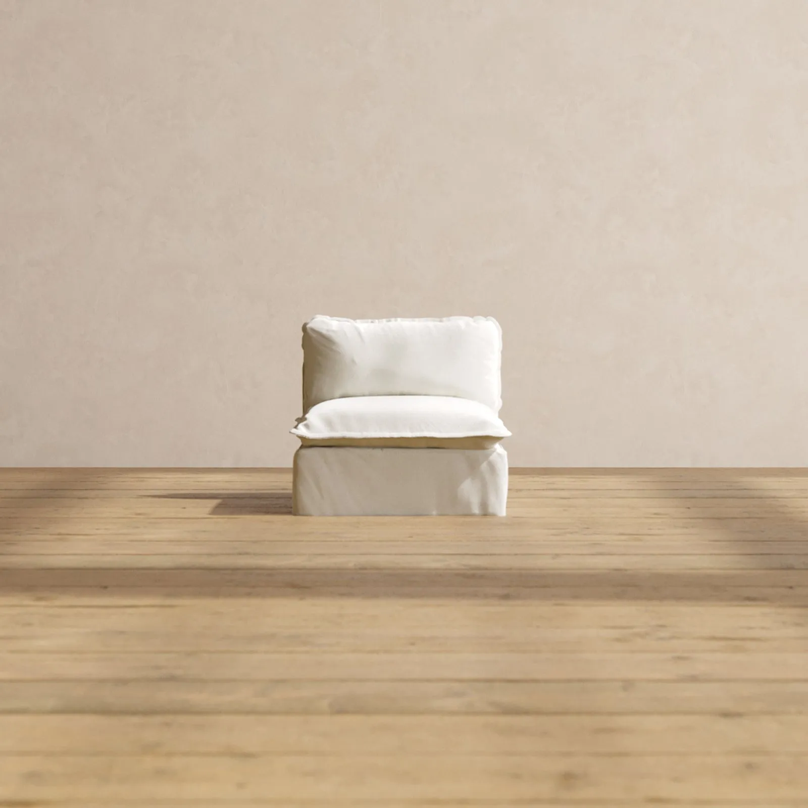 Slipcover Only - Modular Performance Armless Chair | Plush Weave in Eggshell