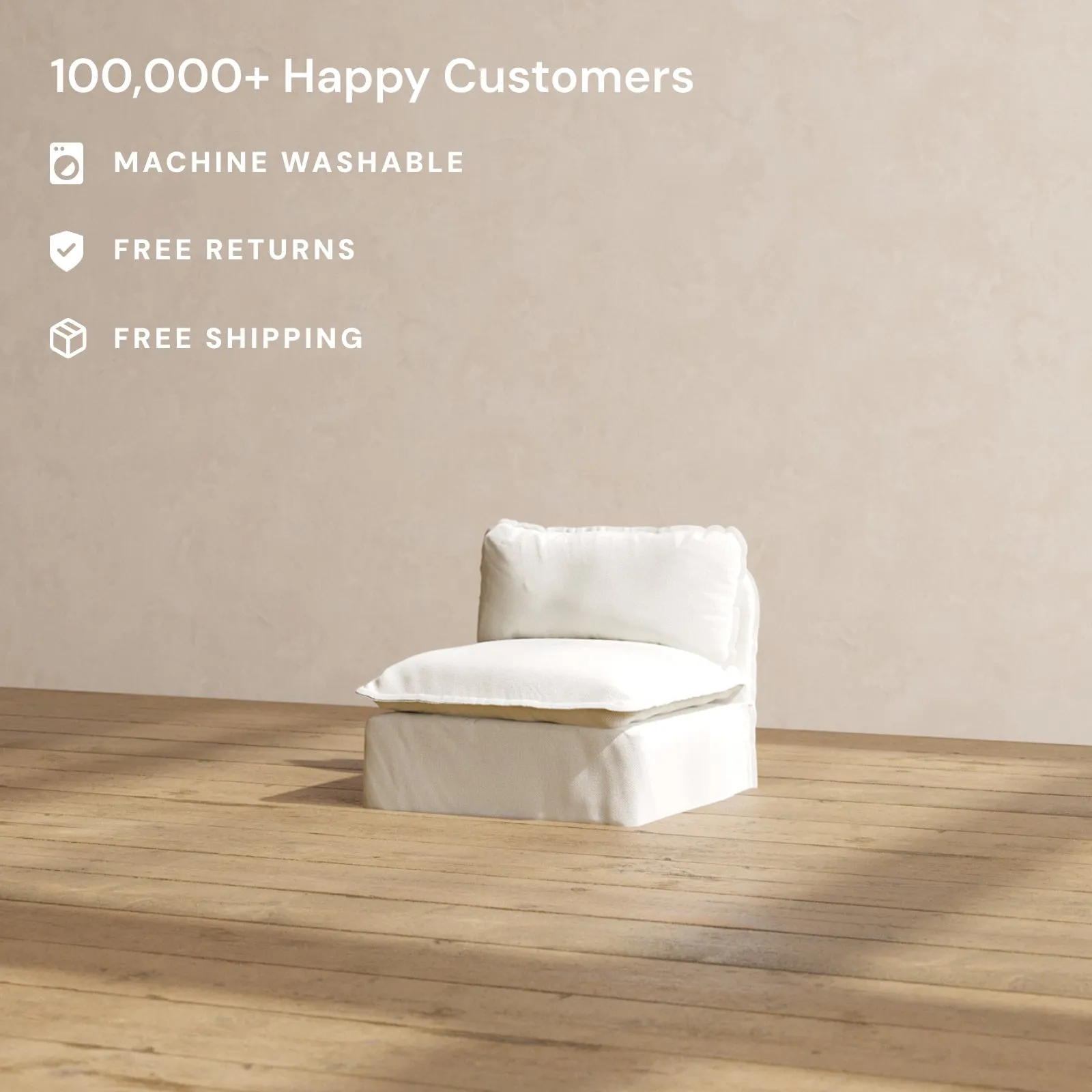 Slipcover Only - Modular Performance Armless Chair | Plush Weave in Eggshell