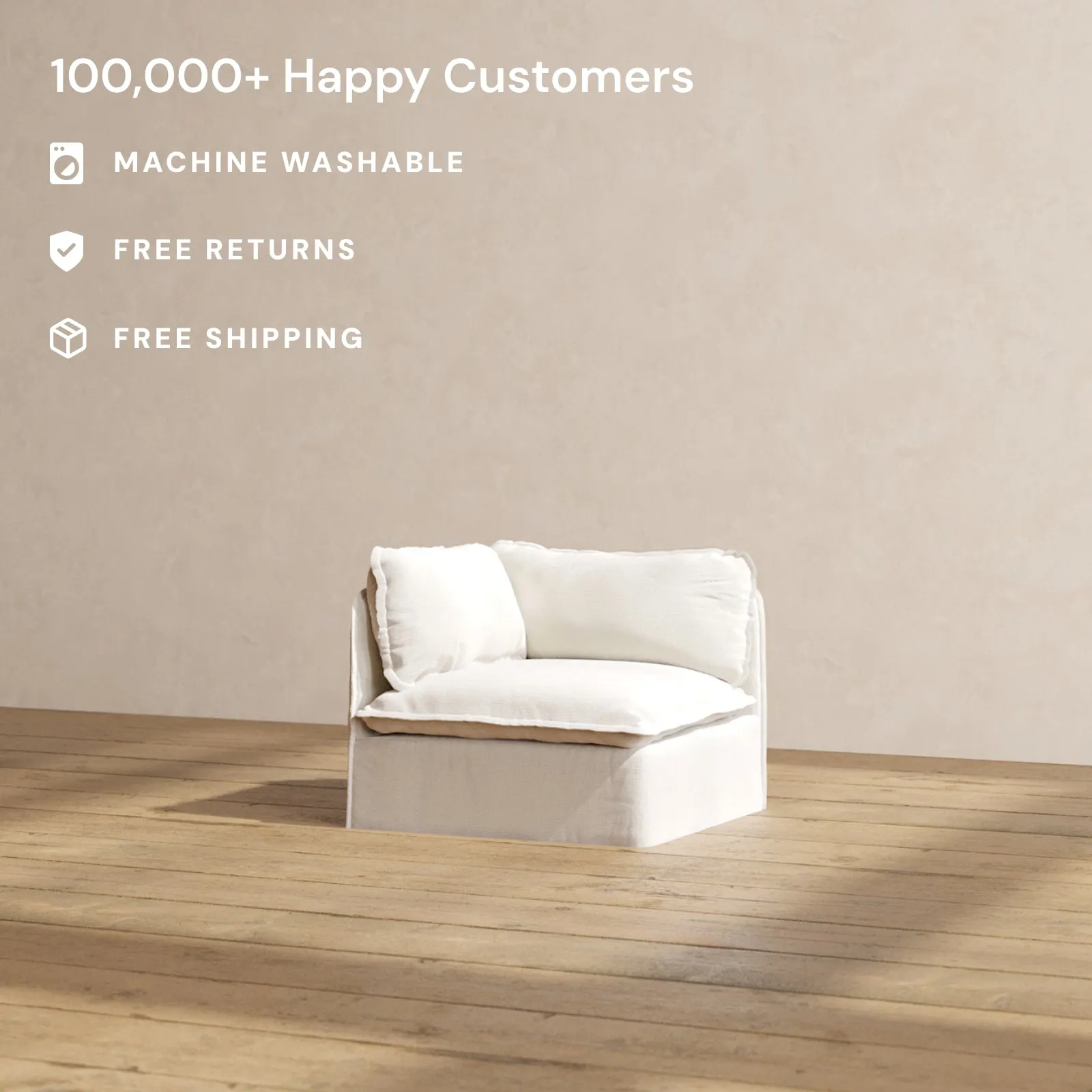 Slipcover Only - Modular Performance Corner Chair | Blended Weave in Flour