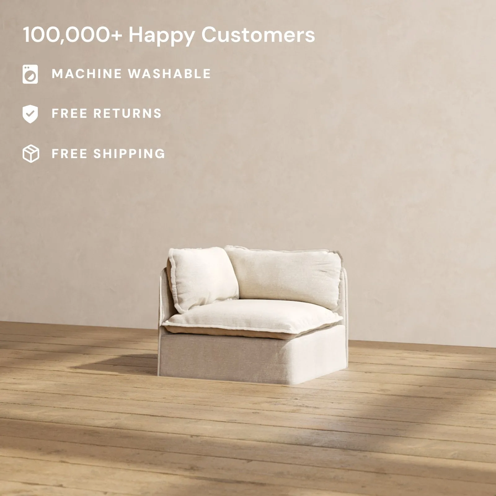 Slipcover Only - Modular Performance Corner Chair | Blended Weave in Oat