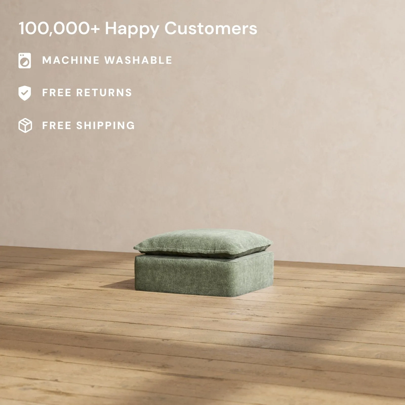 Slipcover Only - Modular Performance Ottoman | Heirloom Velvet in Willow