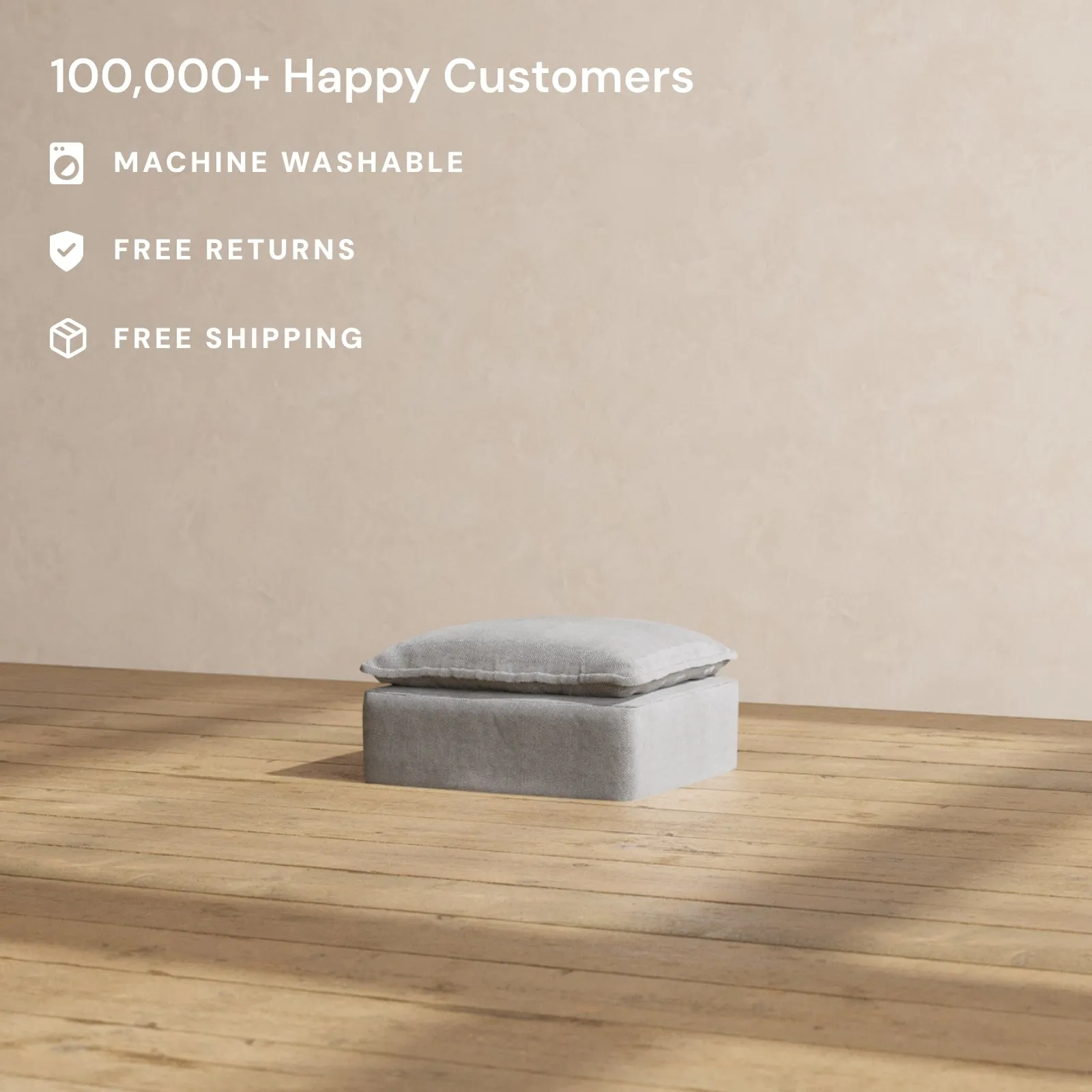Slipcover Only - Modular Performance Ottoman | Plush Weave in Ash
