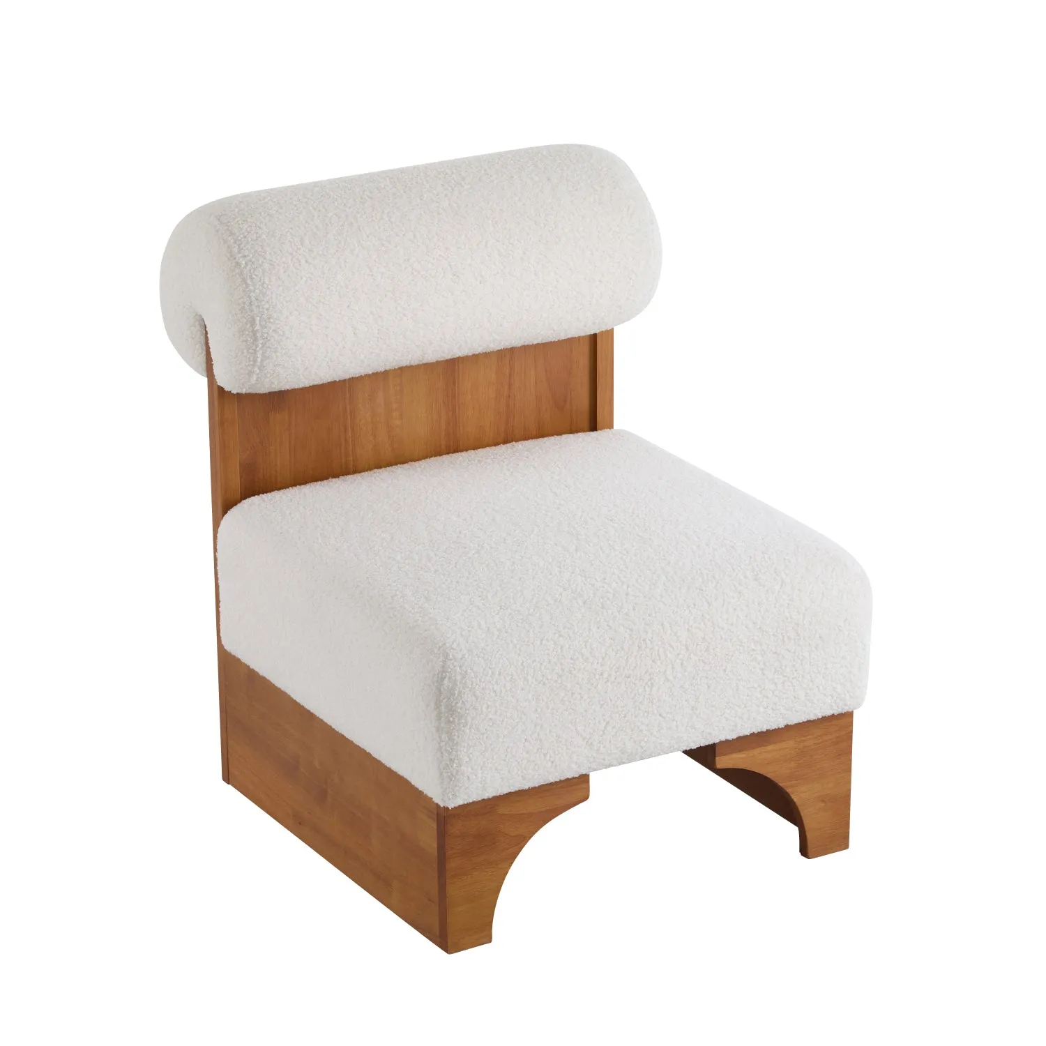 Streamdale Boucle Lounge Chairs (Set of 2) - Wood Frame, Rolled Back
