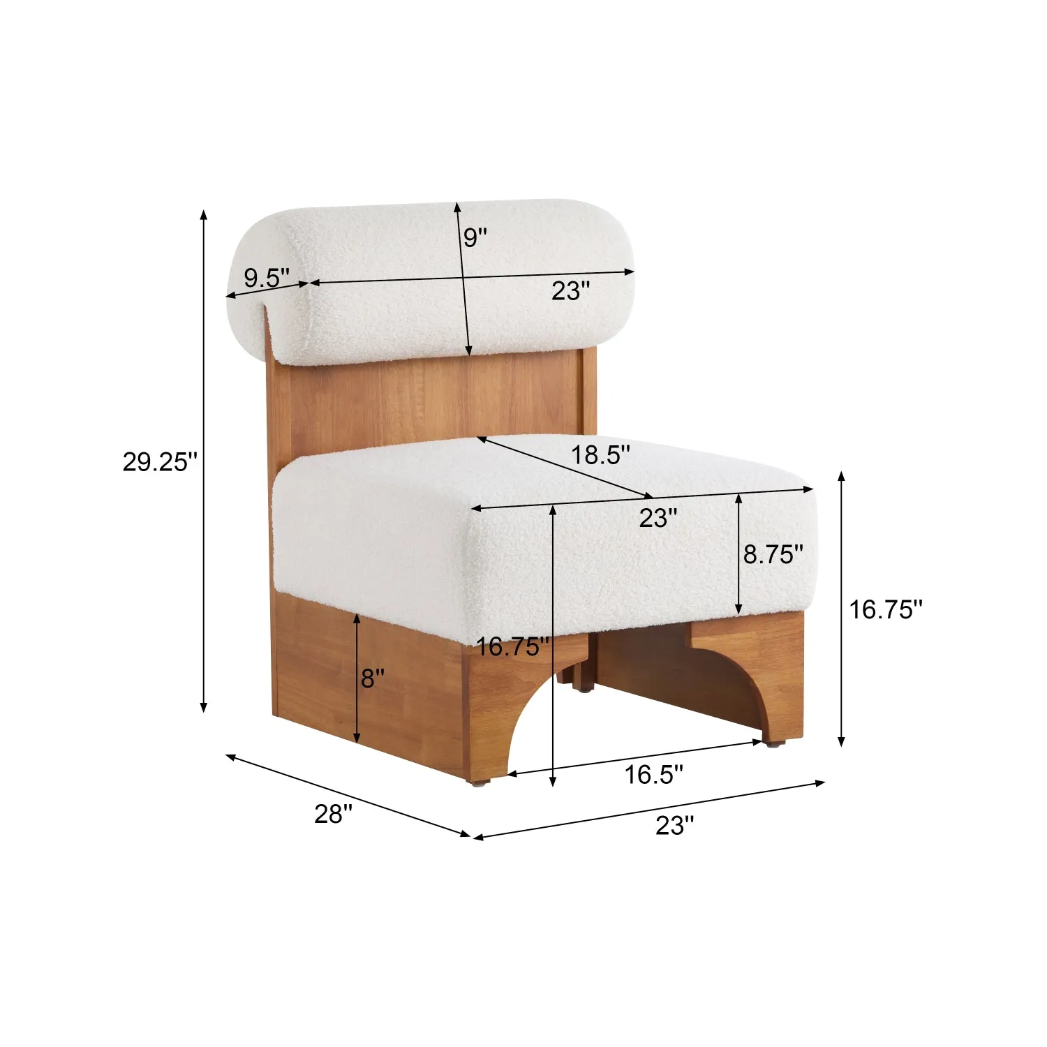 Streamdale Boucle Lounge Chairs (Set of 2) - Wood Frame, Rolled Back
