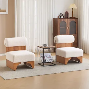 Streamdale Boucle Lounge Chairs (Set of 2) - Wood Frame, Rolled Back