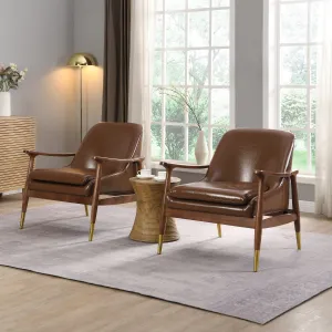 Streamdale Faux Leather Accent Chairs - Mid-Century Style