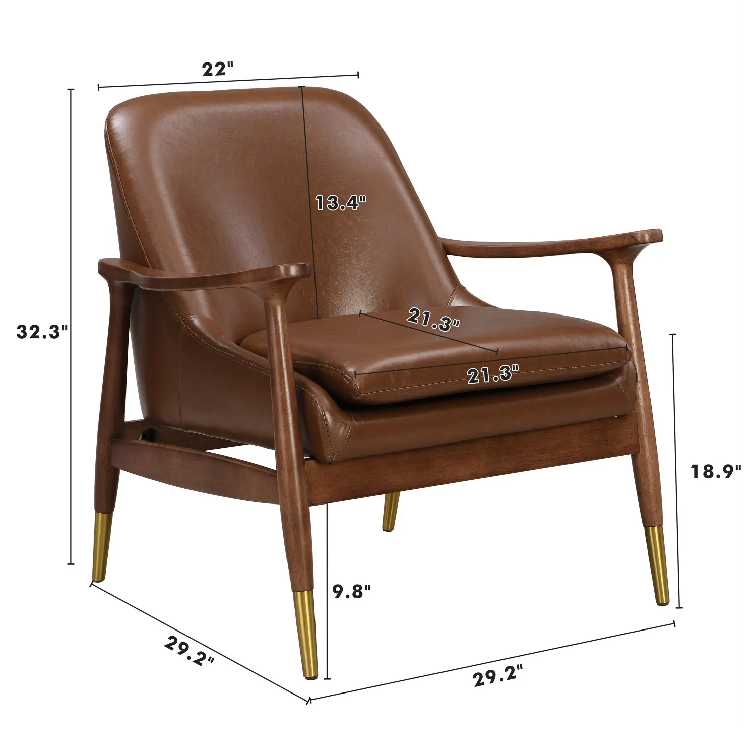 Streamdale Faux Leather Accent Chairs - Mid-Century Style