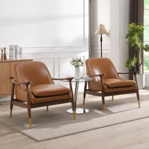 Streamdale Faux Leather Accent Chairs - Mid-Century Style