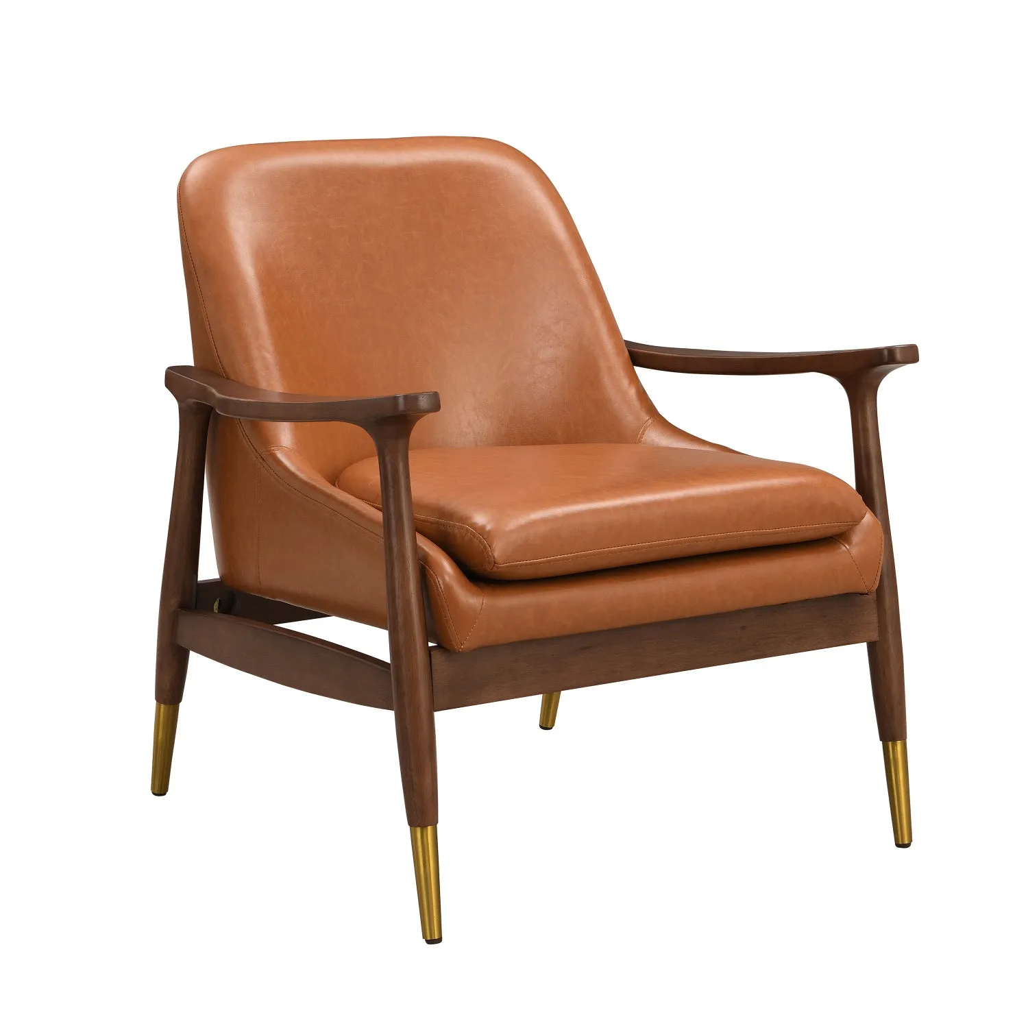 Streamdale Faux Leather Accent Chairs - Mid-Century Style
